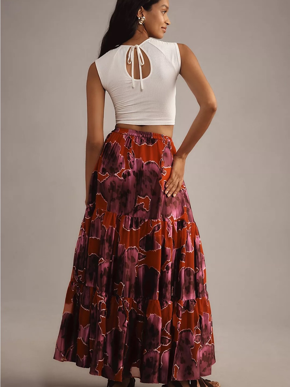 Anthropologie Hutch Tiered Maxi Skirt Purple NWT Size MP Fits Small Boho Flowy - Picture 2 of 11